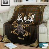 Scott Brown Modern Tartan Crest Premium Blanket - Celtic Stag style